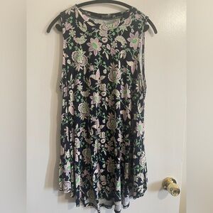 Lane Bryant Navy Floral top with Pink and Green Accents
